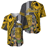 Hawaii Oahu Island Baseball Jersey Hawaiian Warrior and Kakau Symbols Abstract Tattoo LT03 - Polynesian Pride