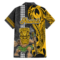 Hawaii Oahu Island Family Matching Tank Maxi Dress and Hawaiian Shirt Hawaiian Warrior and Kakau Symbols Abstract Tattoo LT03 - Polynesian Pride