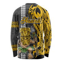 Hawaii Oahu Island Long Sleeve Shirt Hawaiian Warrior and Kakau Symbols Abstract Tattoo LT03 - Polynesian Pride