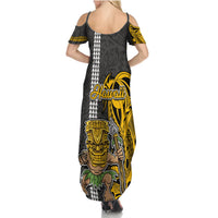 Hawaii Oahu Island Summer Maxi Dress Hawaiian Warrior and Kakau Symbols Abstract Tattoo LT03 - Polynesian Pride