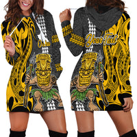 Custom Hawaii Oahu Island Hoodie Dress Hawaiian Warrior and Kakau Symbols Abstract Tattoo LT03 - Polynesian Pride
