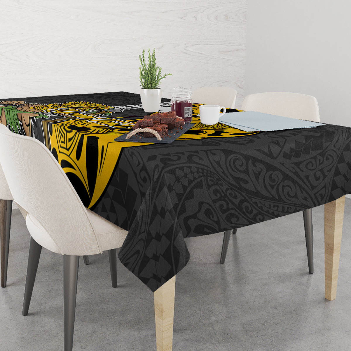 Custom Hawaii Oahu Island Tablecloth Hawaiian Warrior and Kakau Symbols Abstract Tattoo LT03 - Polynesian Pride