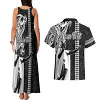 Custom Hawaii Oahu Island Couples Matching Tank Maxi Dress and Hawaiian Shirt Hawaiian King and Kakau Symbols Abstract Shoulder Tattoo LT03 - Polynesian Pride