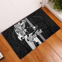 Custom Hawaii Oahu Island Rubber Doormat Hawaiian King and Kakau Symbols Abstract Shoulder Tattoo LT03 Black - Polynesian Pride