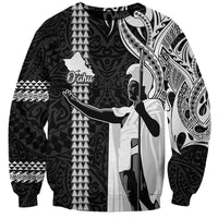 Custom Hawaii Oahu Island Sweatshirt Hawaiian King and Kakau Symbols Abstract Shoulder Tattoo LT03 Unisex Black - Polynesian Pride