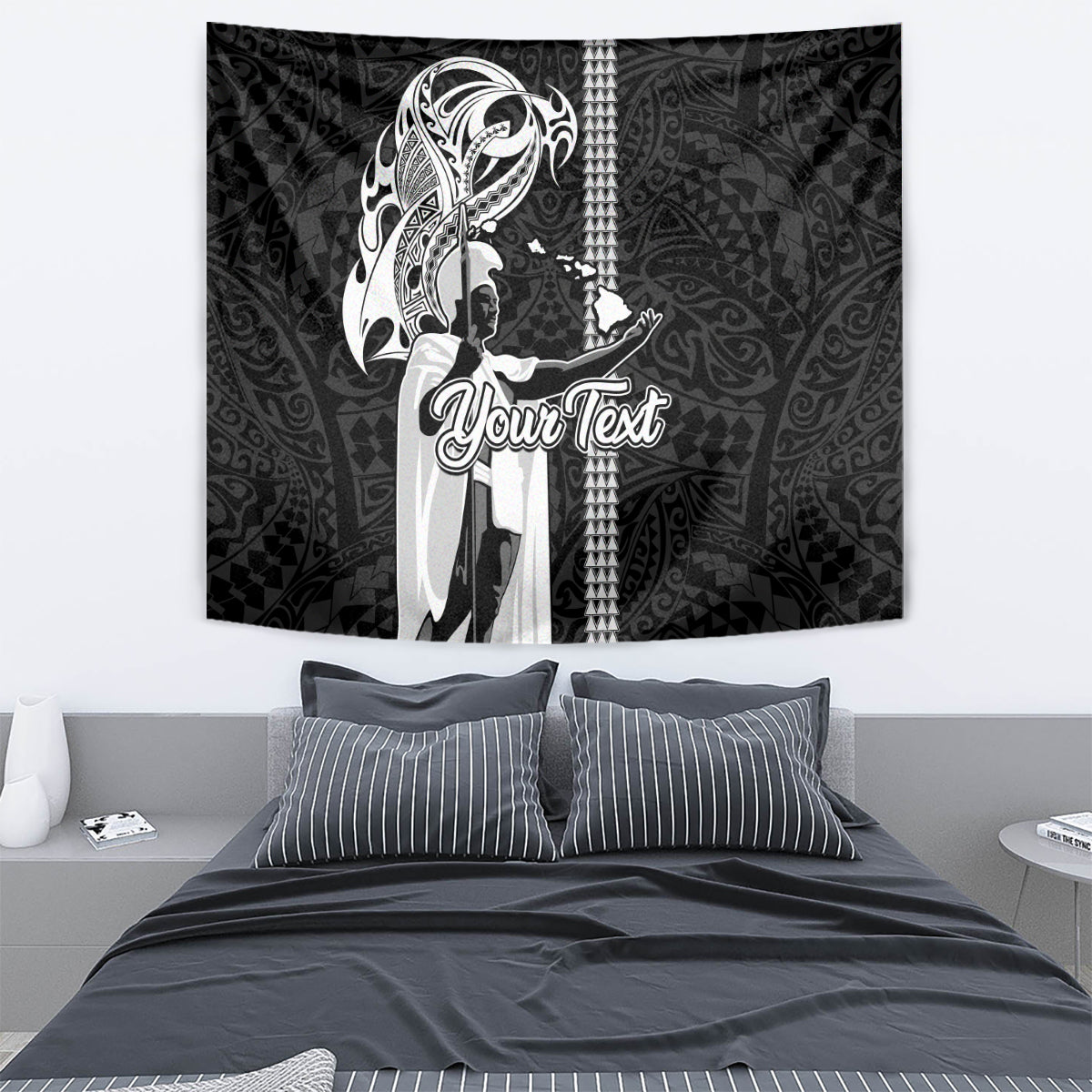 Custom Hawaii Oahu Island Tapestry Hawaiian King and Kakau Symbols Abstract Shoulder Tattoo LT03 - Polynesian Pride