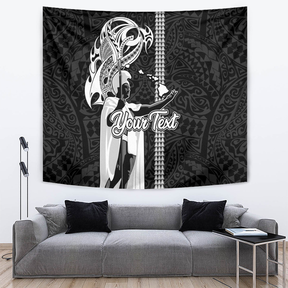 Custom Hawaii Oahu Island Tapestry Hawaiian King and Kakau Symbols Abstract Shoulder Tattoo LT03 - Polynesian Pride