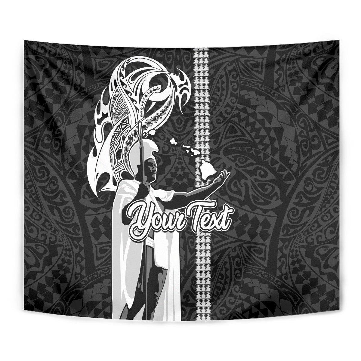 Custom Hawaii Oahu Island Tapestry Hawaiian King and Kakau Symbols Abstract Shoulder Tattoo LT03 - Polynesian Pride