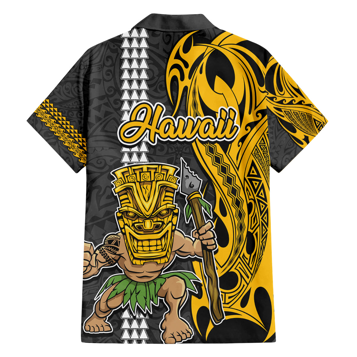 Hawaii Kahoolawe Island Family Matching Summer Maxi Dress and Hawaiian Shirt Hawaiian Warrior and Kakau Symbols Abstract Tattoo LT03 - Polynesian Pride