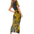 Hawaii Kahoolawe Island Short Sleeve Bodycon Dress Hawaiian Warrior and Kakau Symbols Abstract Tattoo LT03 - Polynesian Pride