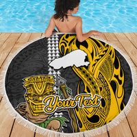 Custom Hawaii Kahoolawe Island Beach Blanket Hawaiian Warrior and Kakau Symbols Abstract Tattoo LT03 - Wonder Print Shop