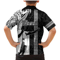 Hawaii Kahoolawe Island Family Matching Mermaid Dress and Hawaiian Shirt Hawaiian King and Kakau Symbols Abstract Shoulder Tattoo LT03 - Polynesian Pride
