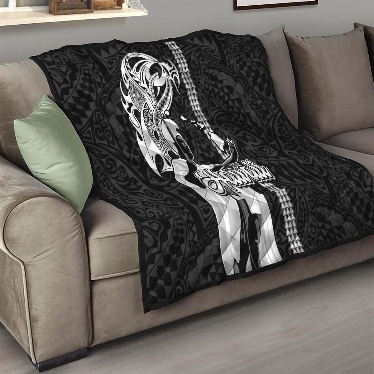Hawaii Kahoolawe Island Quilt Hawaiian King and Kakau Symbols Abstract Shoulder Tattoo LT03 - Polynesian Pride