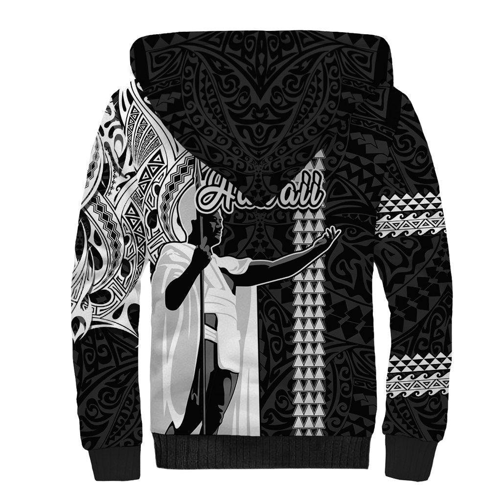 Hawaii Kahoolawe Island Sherpa Hoodie Hawaiian King and Kakau Symbols Abstract Shoulder Tattoo LT03 - Polynesian Pride