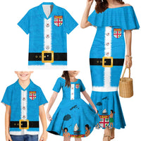 Fiji Merry Christmas Family Matching Mermaid Dress and Hawaiian Shirt Santa Suit Style With Tapa Tribal Pattern LT03 - Polynesian Pride