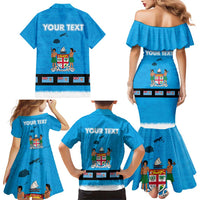 Fiji Merry Christmas Family Matching Mermaid Dress and Hawaiian Shirt Santa Suit Style With Tapa Tribal Pattern LT03 - Polynesian Pride