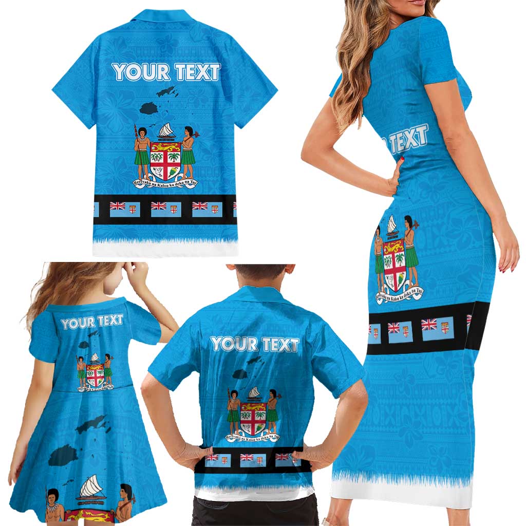 Fiji Merry Christmas Family Matching Short Sleeve Bodycon Dress and Hawaiian Shirt Santa Suit Style With Tapa Tribal Pattern LT03 - Polynesian Pride