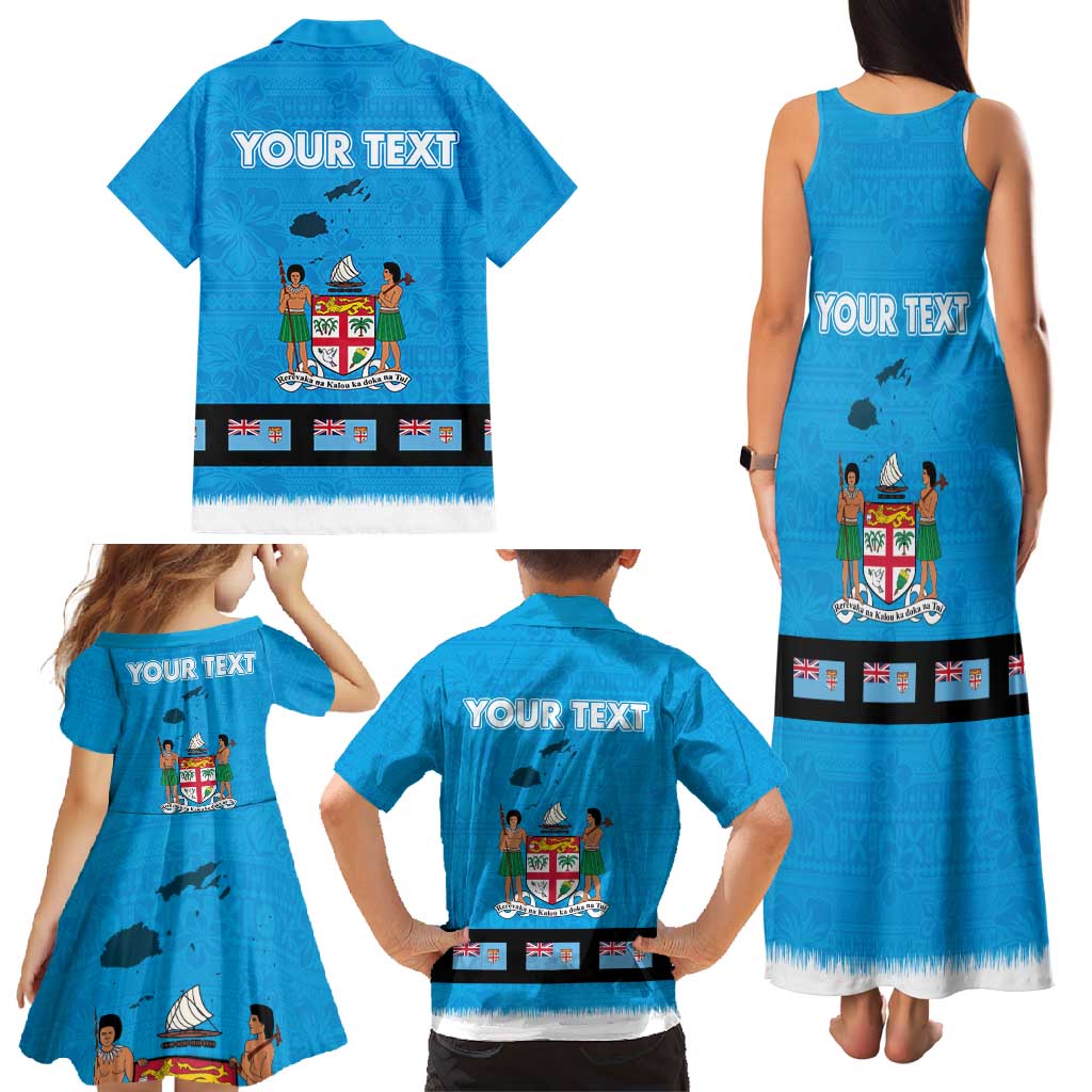Fiji Merry Christmas Family Matching Tank Maxi Dress and Hawaiian Shirt Santa Suit Style With Tapa Tribal Pattern LT03 - Polynesian Pride