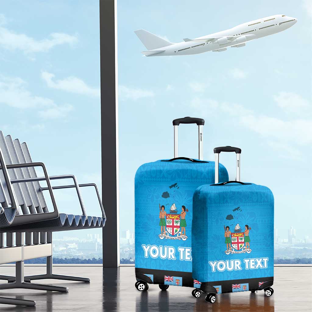 Fiji Merry Christmas Luggage Cover Santa Suit Style With Tapa Tribal Pattern