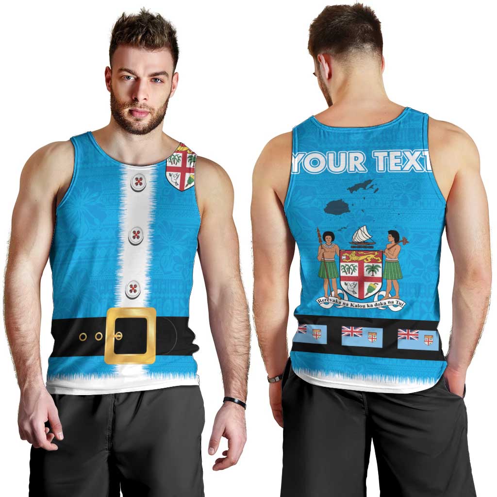 Fiji Merry Christmas Men Tank Top Santa Suit Style With Tapa Tribal Pattern