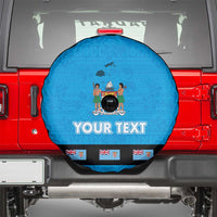 Fiji Merry Christmas Spare Tire Cover Santa Suit Style With Tapa Tribal Pattern