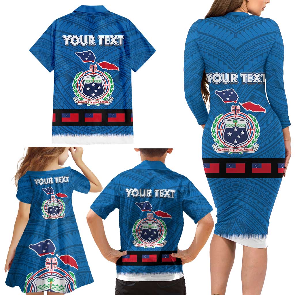 Samoa Merry Christmas Family Matching Long Sleeve Bodycon Dress and Hawaiian Shirt Santa Suit Style With Tatau Tattoo Pattern LT03 - Polynesian Pride