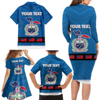 Samoa Merry Christmas Family Matching Long Sleeve Bodycon Dress and Hawaiian Shirt Santa Suit Style With Tatau Tattoo Pattern LT03 - Polynesian Pride
