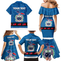 Samoa Merry Christmas Family Matching Mermaid Dress and Hawaiian Shirt Santa Suit Style With Tatau Tattoo Pattern LT03 - Polynesian Pride