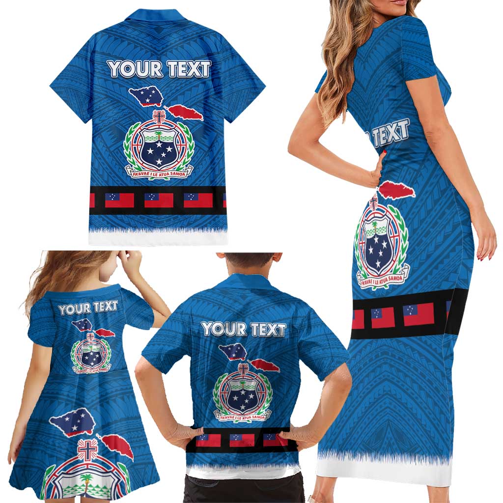 Samoa Merry Christmas Family Matching Short Sleeve Bodycon Dress and Hawaiian Shirt Santa Suit Style With Tatau Tattoo Pattern LT03 - Polynesian Pride