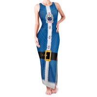 Samoa Merry Christmas Family Matching Tank Maxi Dress and Hawaiian Shirt Santa Suit Style With Tatau Tattoo Pattern LT03 Mom's Dress Blue - Polynesian Pride