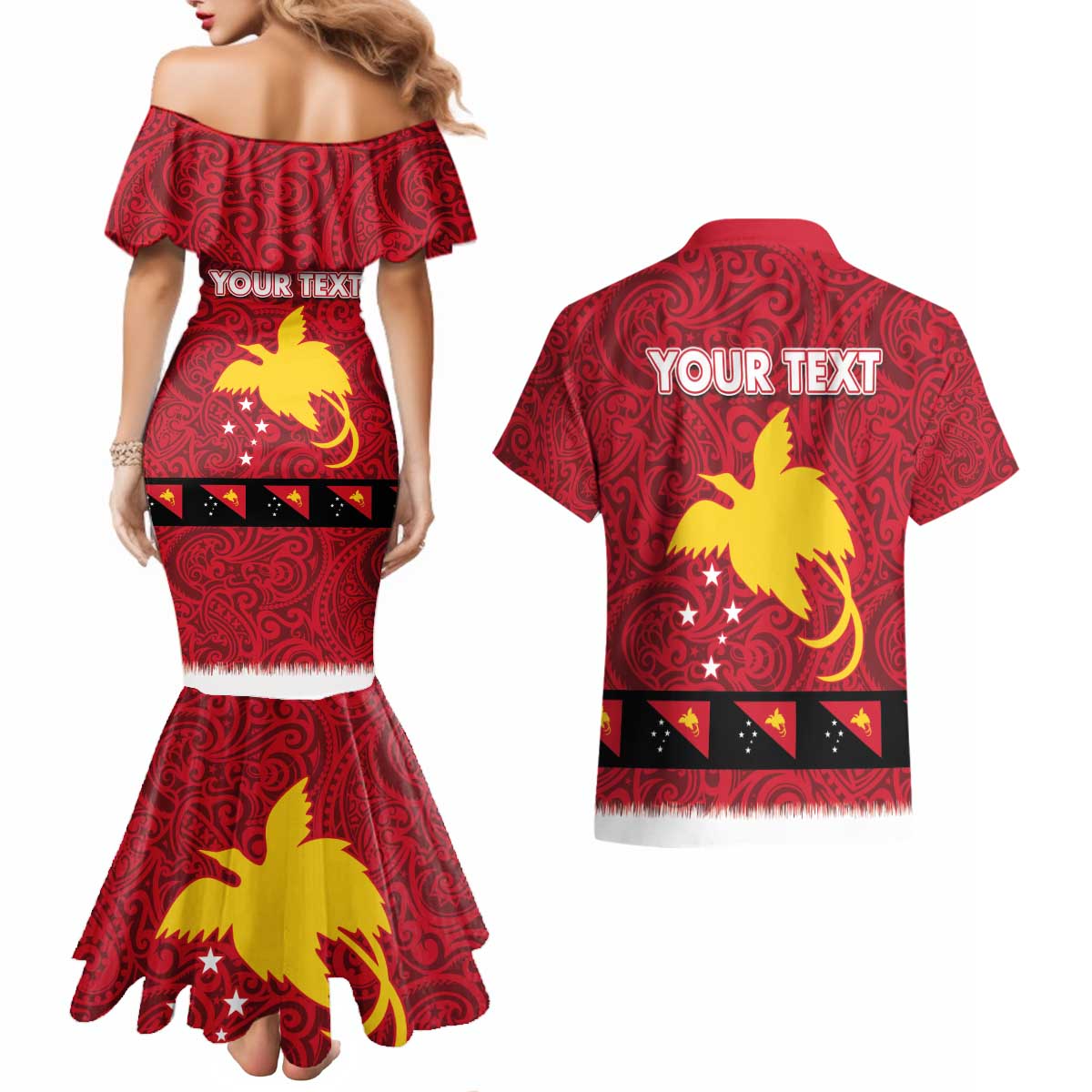 Papua New Guinea Merry Christmas Couples Matching Mermaid Dress and Hawaiian Shirt Santa Suit Style With Melanesian Pattern LT03 - Polynesian Pride