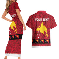 Papua New Guinea Merry Christmas Couples Matching Short Sleeve Bodycon Dress and Hawaiian Shirt Santa Suit Style With Melanesian Pattern LT03 - Polynesian Pride
