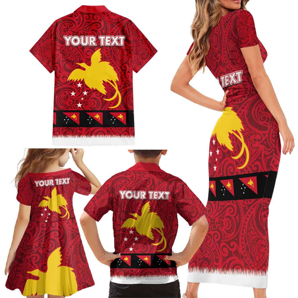Papua New Guinea Merry Christmas Family Matching Short Sleeve Bodycon Dress and Hawaiian Shirt Santa Suit Style With Melanesian Pattern LT03 - Polynesian Pride