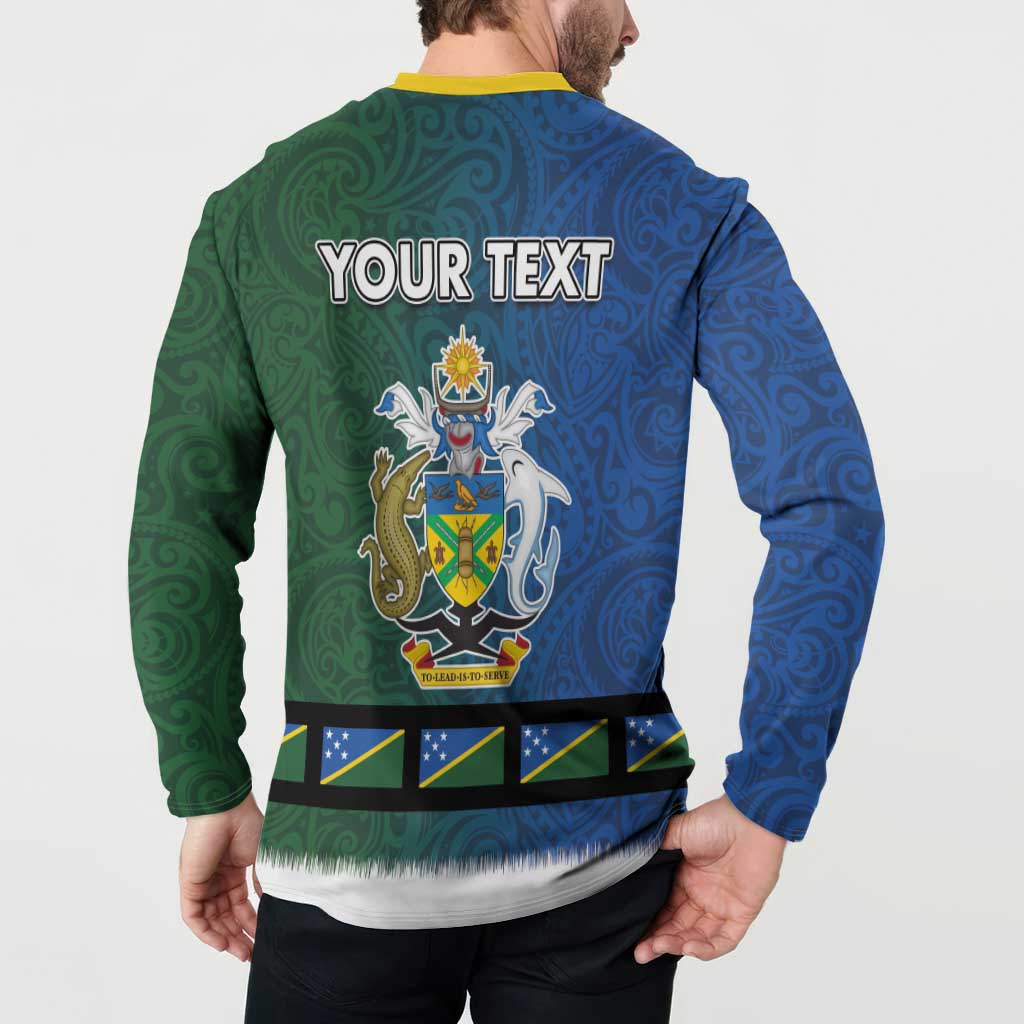 Solomon Islands Merry Christmas Button Sweatshirt Santa Suit Style With Melanesian Pattern