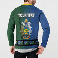 Solomon Islands Merry Christmas Button Sweatshirt Santa Suit Style With Melanesian Pattern