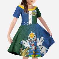 Solomon Islands Merry Christmas Family Matching Long Sleeve Bodycon Dress and Hawaiian Shirt Santa Suit Style With Melanesian Pattern LT03 Daughter's Dress Green - Polynesian Pride