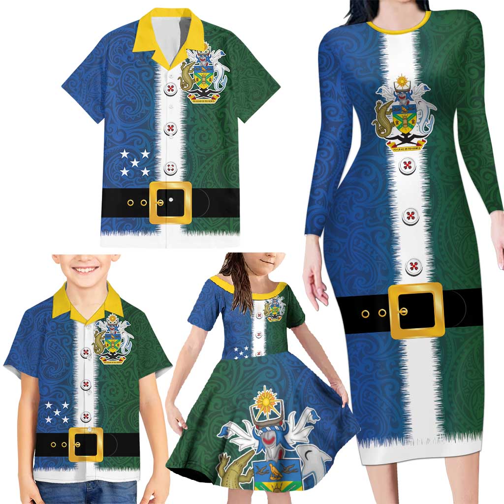 Solomon Islands Merry Christmas Family Matching Long Sleeve Bodycon Dress and Hawaiian Shirt Santa Suit Style With Melanesian Pattern LT03 - Polynesian Pride