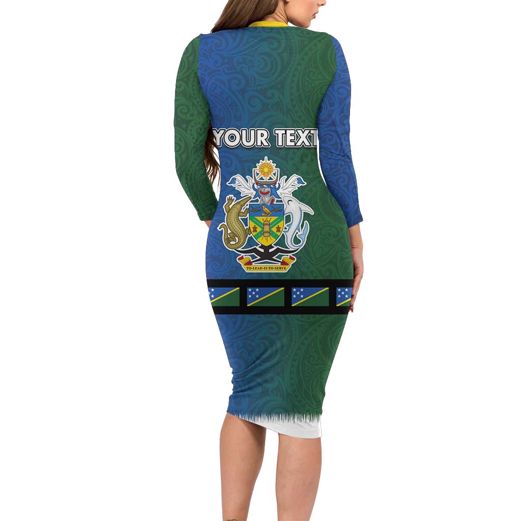 Solomon Islands Merry Christmas Family Matching Long Sleeve Bodycon Dress and Hawaiian Shirt Santa Suit Style With Melanesian Pattern LT03 - Polynesian Pride