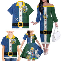 Solomon Islands Merry Christmas Family Matching Off The Shoulder Long Sleeve Dress and Hawaiian Shirt Santa Suit Style With Melanesian Pattern LT03 - Polynesian Pride