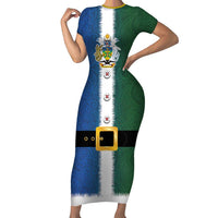 Solomon Islands Merry Christmas Family Matching Short Sleeve Bodycon Dress and Hawaiian Shirt Santa Suit Style With Melanesian Pattern LT03 Mom's Dress Green - Polynesian Pride