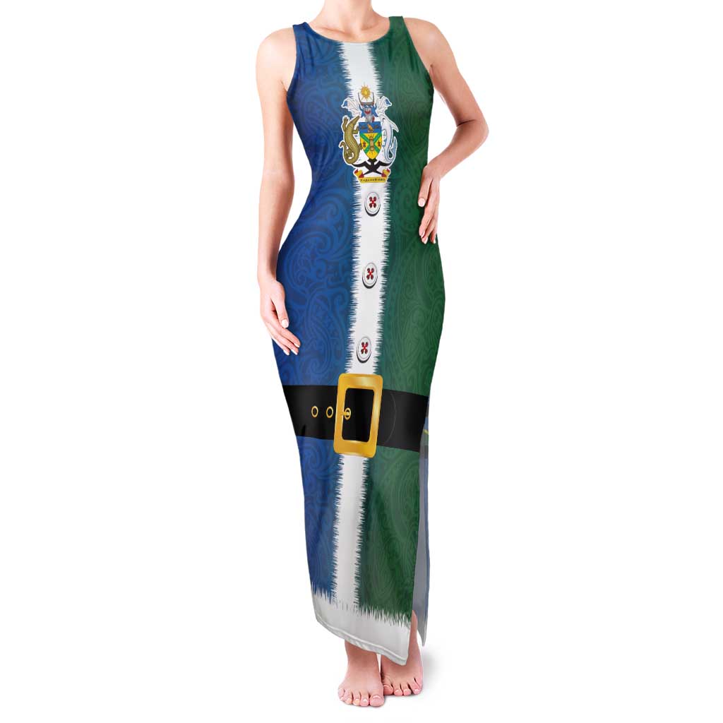 Solomon Islands Merry Christmas Family Matching Tank Maxi Dress and Hawaiian Shirt Santa Suit Style With Melanesian Pattern LT03 Mom's Dress Green - Polynesian Pride