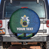 Solomon Islands Merry Christmas Spare Tire Cover Santa Suit Style With Melanesian Pattern LT03 Green - Polynesian Pride