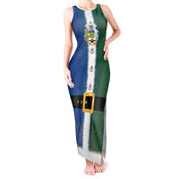 Solomon Islands Merry Christmas Tank Maxi Dress Santa Suit Style With Melanesian Pattern LT03 Women Green - Polynesian Pride
