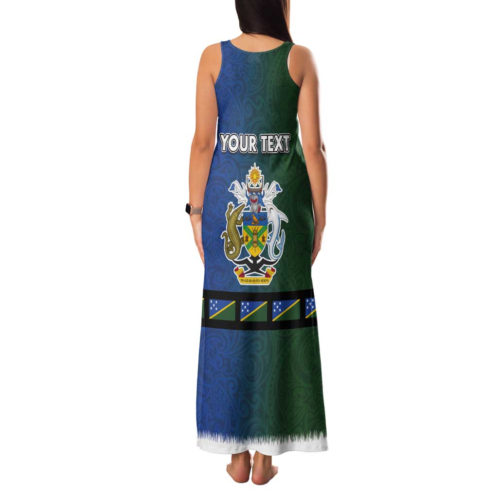 Solomon Islands Merry Christmas Tank Maxi Dress Santa Suit Style With Melanesian Pattern LT03 - Polynesian Pride