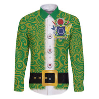 Cook Islands Merry Christmas Family Matching Off Shoulder Short Dress and Hawaiian Shirt Santa Suit Style With Polynesian Pattern