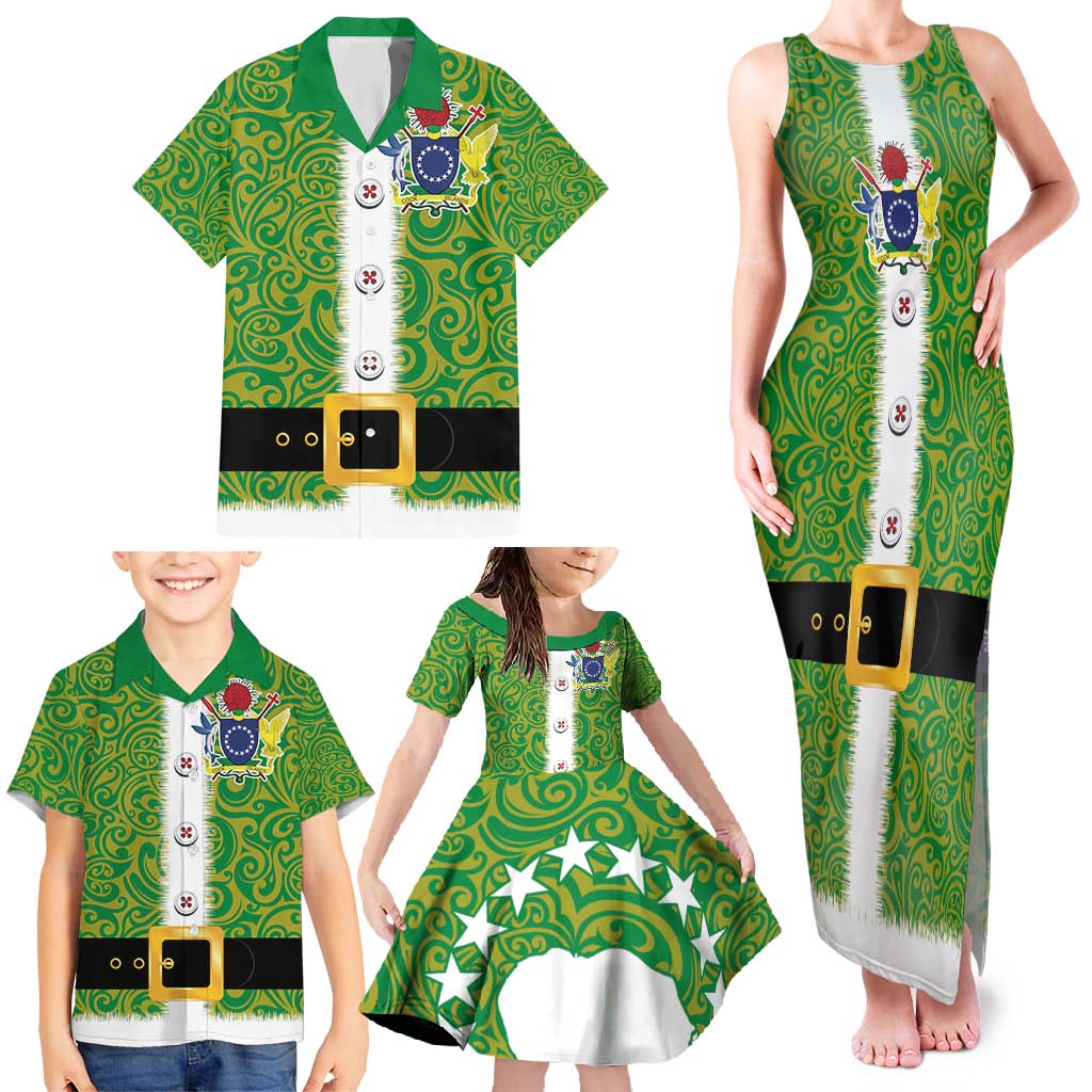 Cook Islands Merry Christmas Family Matching Tank Maxi Dress and Hawaiian Shirt Santa Suit Style With Polynesian Pattern LT03 - Polynesian Pride
