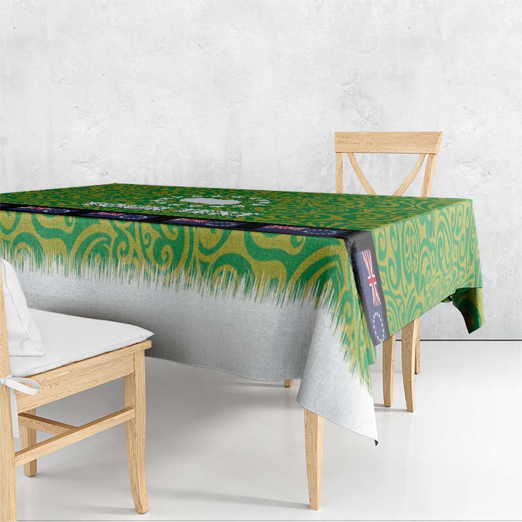 Cook Islands Merry Christmas Tablecloth Santa Suit Style With Polynesian Pattern