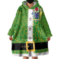 Cook Islands Merry Christmas Wearable Blanket Hoodie Santa Suit Style With Polynesian Pattern LT03 - Polynesian Pride
