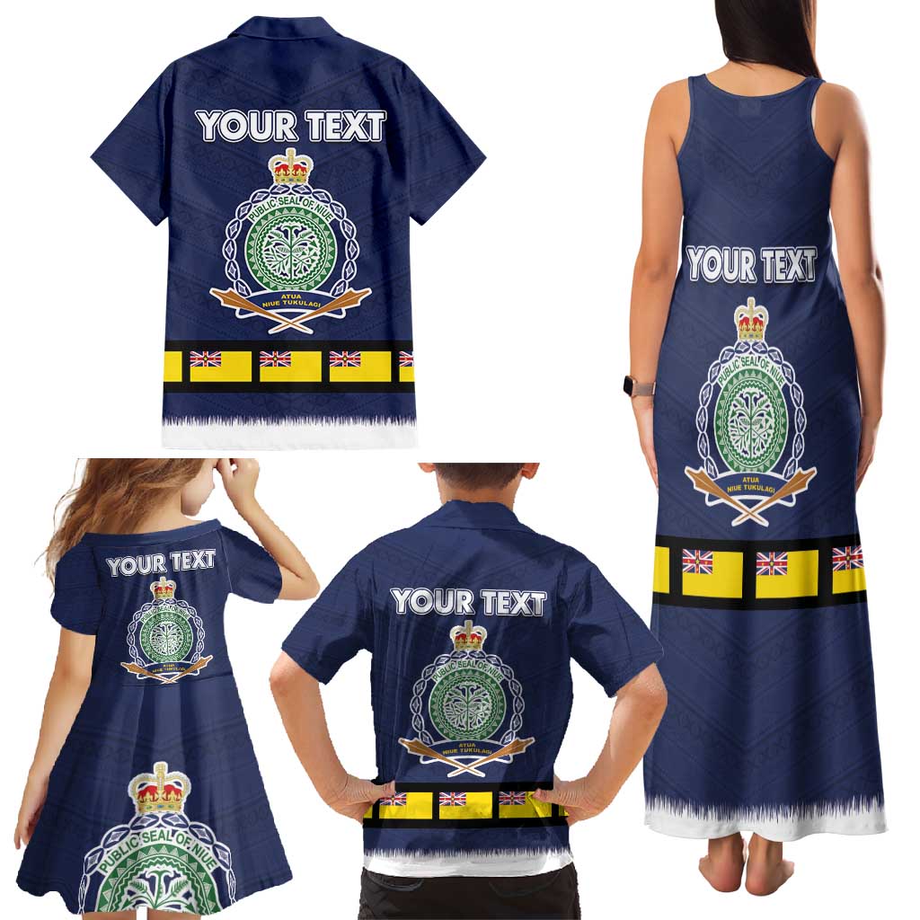 Niue Merry Christmas Family Matching Tank Maxi Dress and Hawaiian Shirt Santa Suit Style With Hiapo Pattern LT03 - Polynesian Pride
