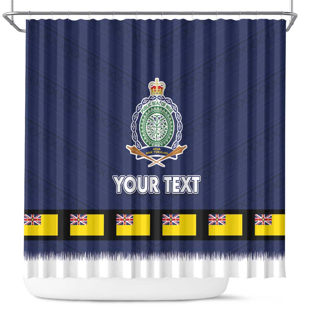 Niue Merry Christmas Shower Curtain Santa Suit Style With Hiapo Pattern LT03 Blue - Polynesian Pride